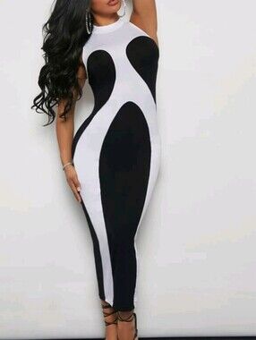 SHEIN | Dresses | Elegant Black And White Maxi Dress | Poshmark